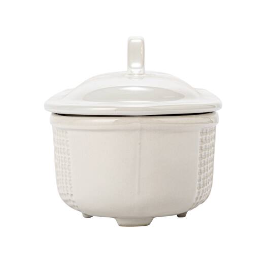 Hello Honey® 15.5" Matte White Oval 2qt. Debossed Stoneware Baking Dish with Lid